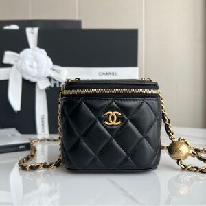 Chanel Quilted Black Mini Bag with Gold Accents